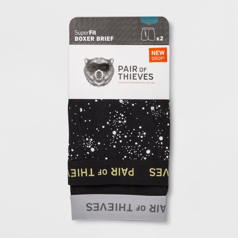 Pair of Thieves Men's Super Fit Boxer Briefs 2pk - Galaxy/Black M