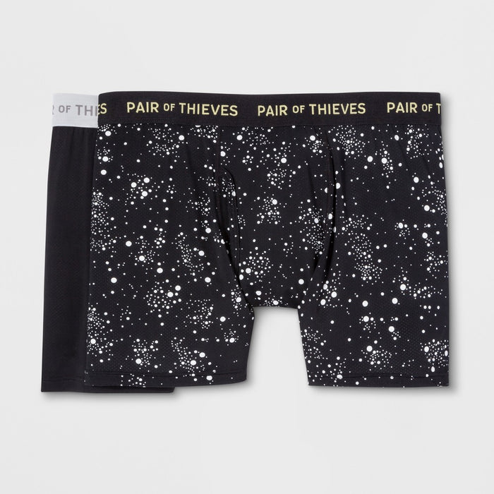 Pair of Thieves Men's Super Fit Boxer Briefs 2pk - Galaxy/Black M