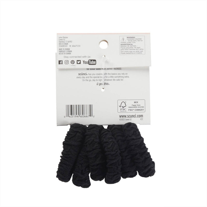 scunci Hybrid Ponytailers Unbreakable Hair Elastics - Black - 6ct