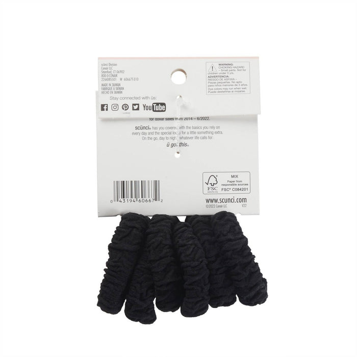 scunci Hybrid Ponytailers Unbreakable Hair Elastics - Black - 6ct