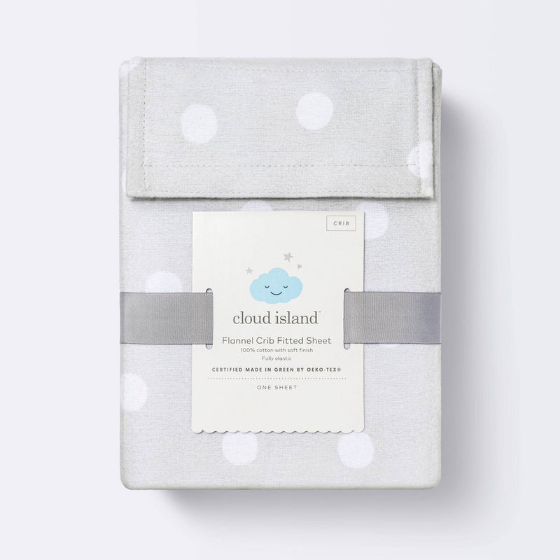 Flannel Fitted Crib Sheet - Gray Dots - Cloud Island