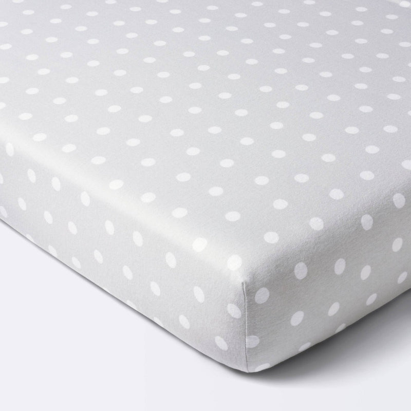 Flannel Fitted Crib Sheet - Gray Dots - Cloud Island