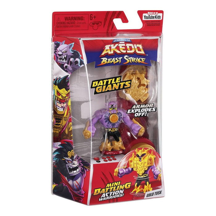 Legends of Akedo Beast Strike Battle Giants Gold Tusk Action Figure.