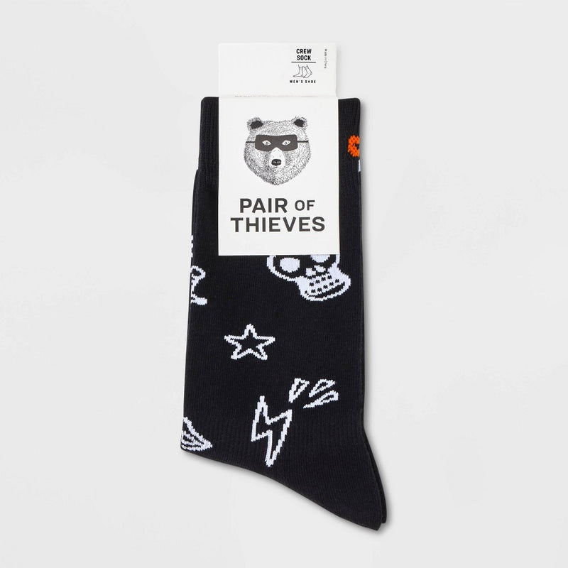 Pair of Thieves Men's Rock & Roll Cushion Crew Socks - Black 6-12