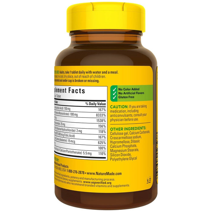 Nature Made Super Vitamin B Complex with Folic Acid + Vitamin C for Immune Support Tablets - 140ct