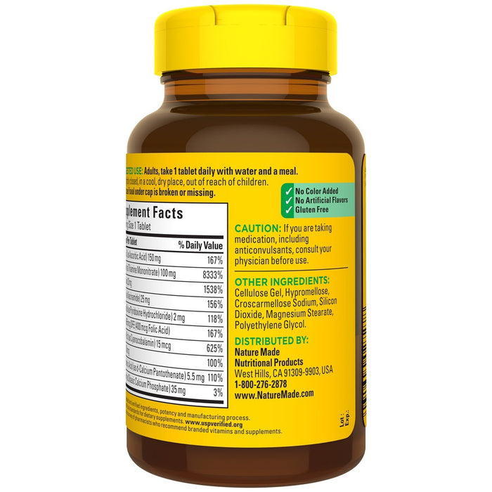 Nature Made Super Vitamin B Complex with Folic Acid + Vitamin C for Immune Support Tablets - 140ct