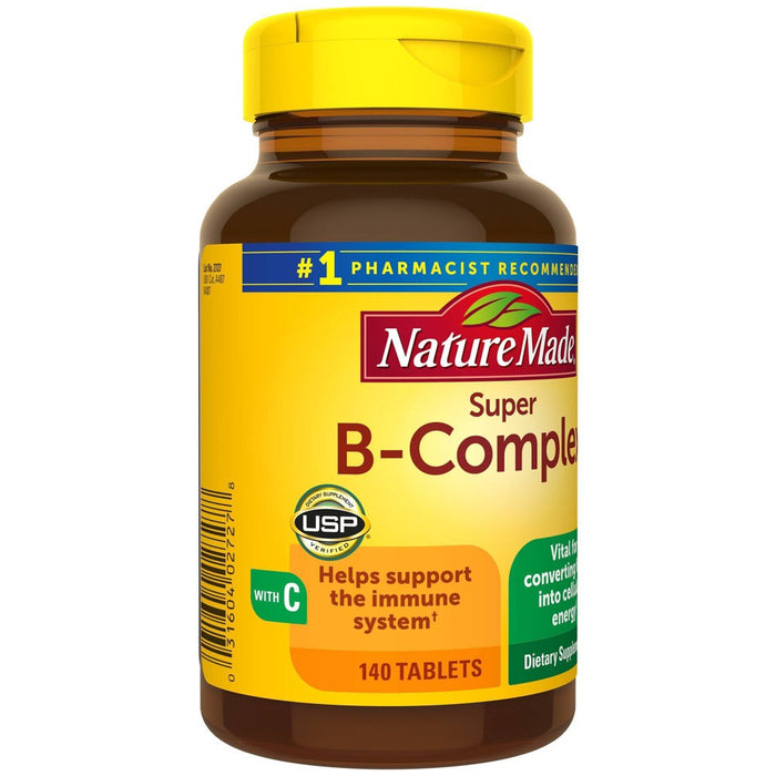 Nature Made Super Vitamin B Complex with Folic Acid + Vitamin C for Immune Support Tablets - 140ct