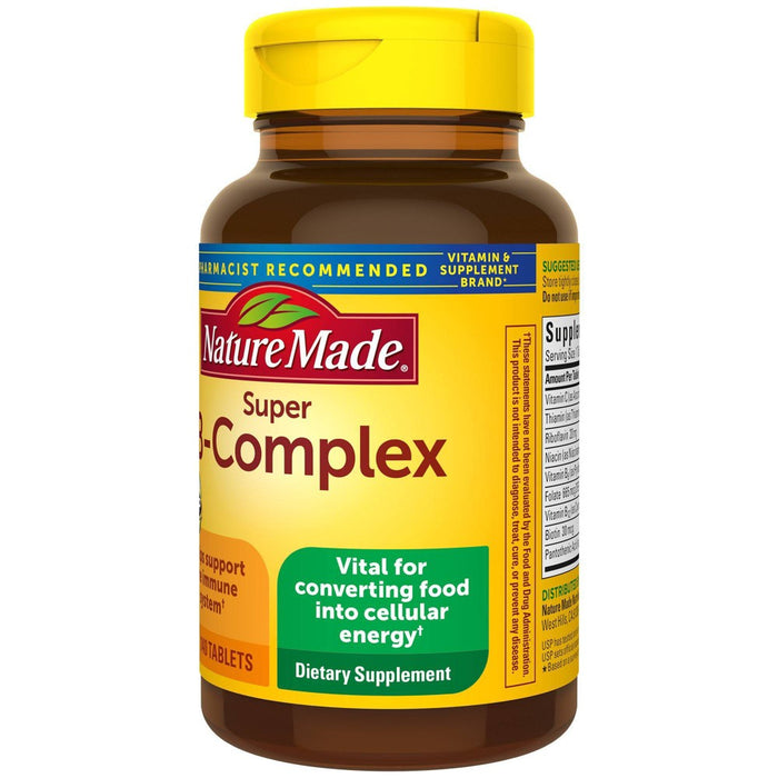 Nature Made Super Vitamin B Complex with Folic Acid + Vitamin C for Immune Support Tablets - 140ct