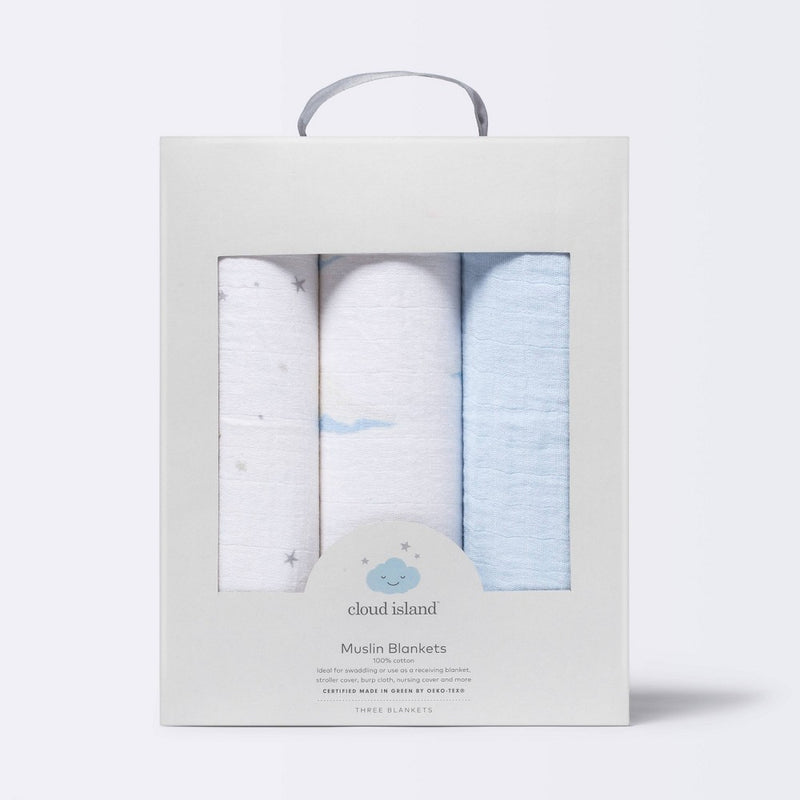 Muslin Swaddle Blankets 3pk - Cloud Island Clouds