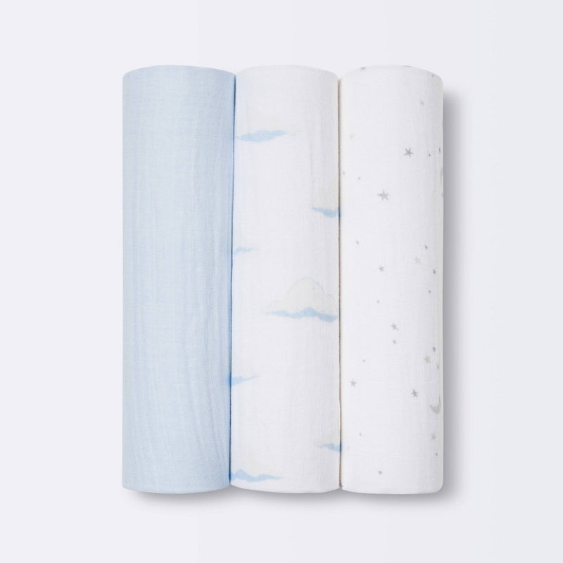 Muslin Swaddle Blankets 3pk - Cloud Island Clouds