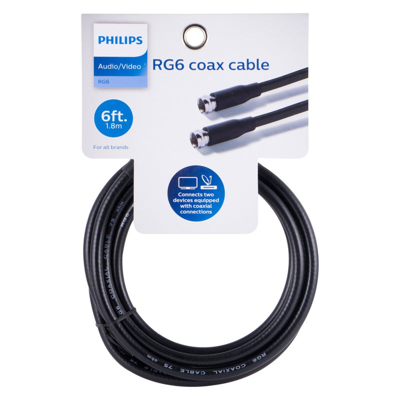 Philips 6' RG6 Coax Cable - Black