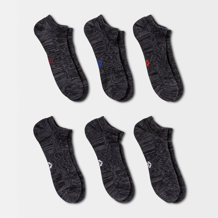Men's Random Feed No Show Socks 6pk - All in Motion Black 6-12