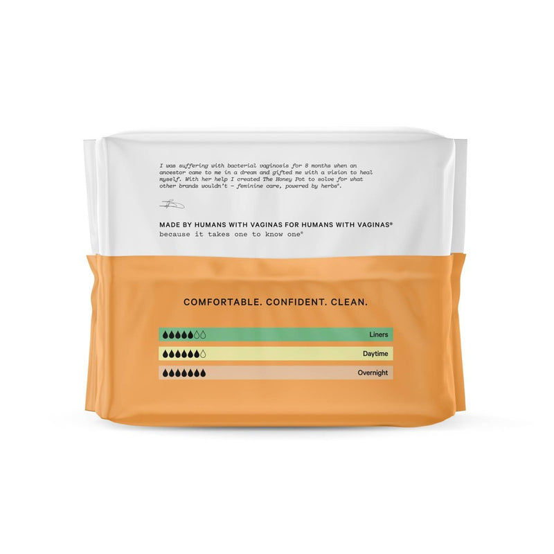 The Honey Pot Company Herbal Overnight Heavy Flow Pads with Wings, Organic Cotton Cover - 16ct