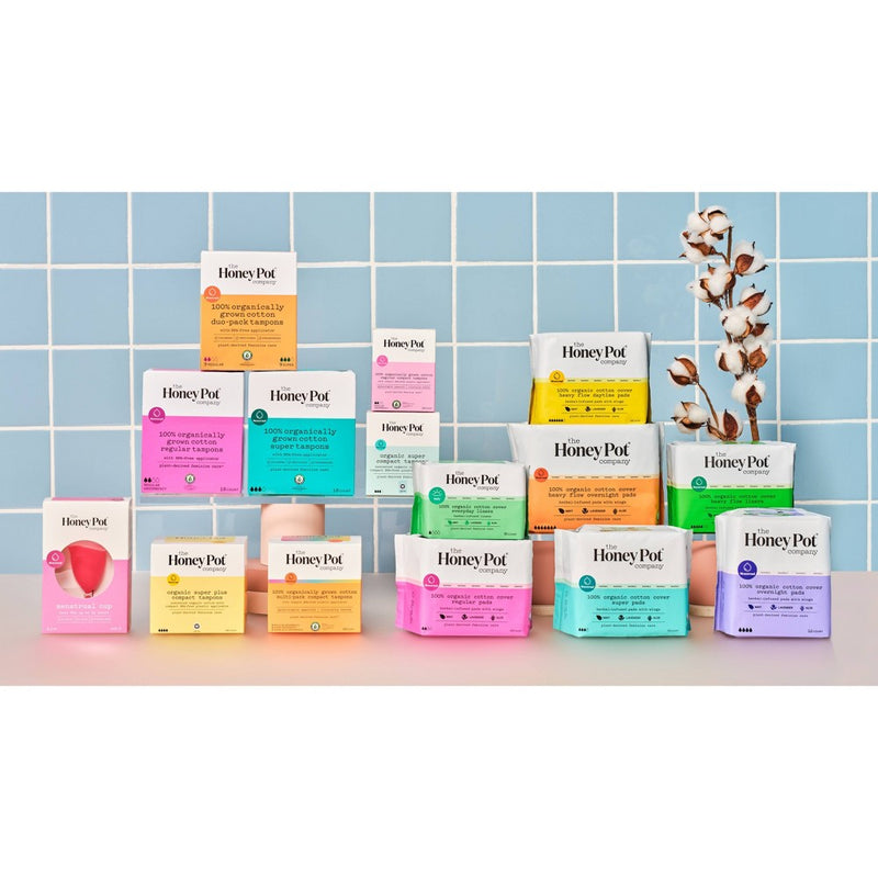 The Honey Pot Company Herbal Overnight Heavy Flow Pads with Wings, Organic Cotton Cover - 16ct