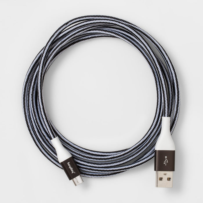 6' Micro USB to USB-A Braided Cable - heyday Black/White/Gunmetal