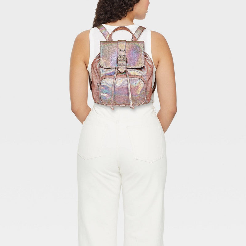8.875" Mini Flap with Buckle with Closure Backpack - Wild Fable Iridescent