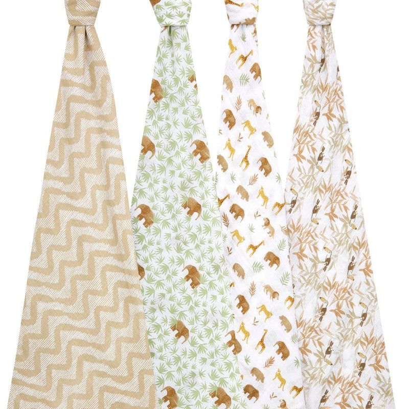 aden+anais Essentials 100% Cotton Swaddles - Tanzania - 4pk