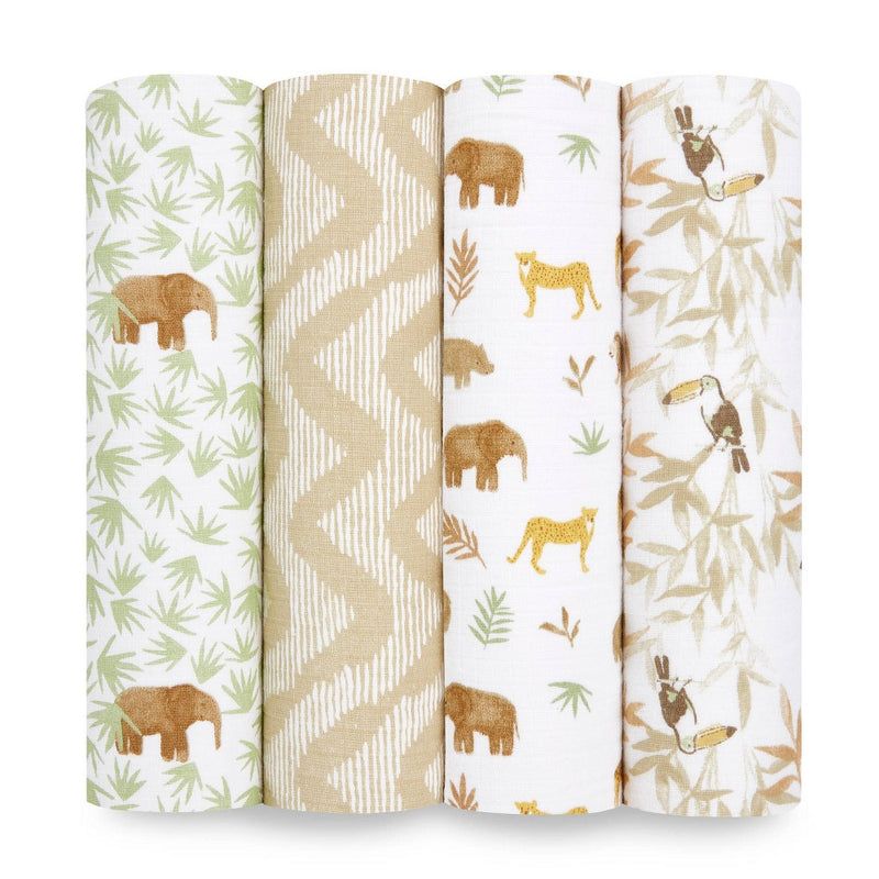 aden+anais Essentials 100% Cotton Swaddles - Tanzania - 4pk