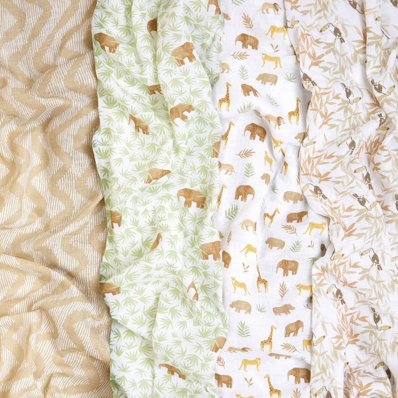 aden+anais Essentials 100% Cotton Swaddles - Tanzania - 4pk