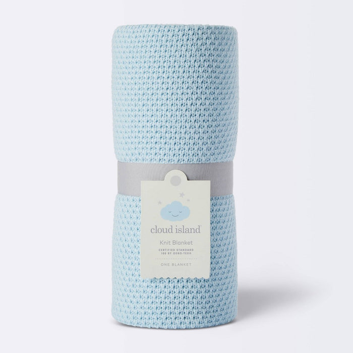 Seed Stitch Sweater Knit Baby Blanket - Light Blue - Cloud Island