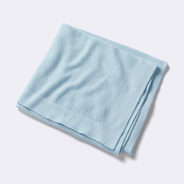 Seed Stitch Sweater Knit Baby Blanket - Light Blue - Cloud Island