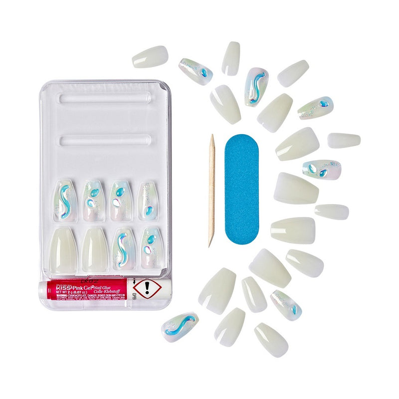 KISS Products Gel Fantasy Allure Fake Nails - Band of Color - 31ct