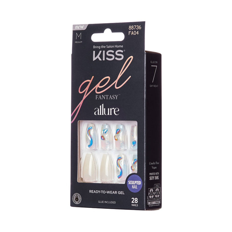 KISS Products Gel Fantasy Allure Fake Nails - Band of Color - 31ct