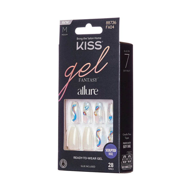 KISS Products Gel Fantasy Allure Fake Nails - Band of Color - 31ct