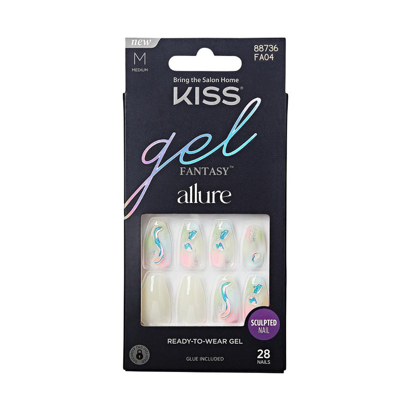 KISS Products Gel Fantasy Allure Fake Nails - Band of Color - 31ct