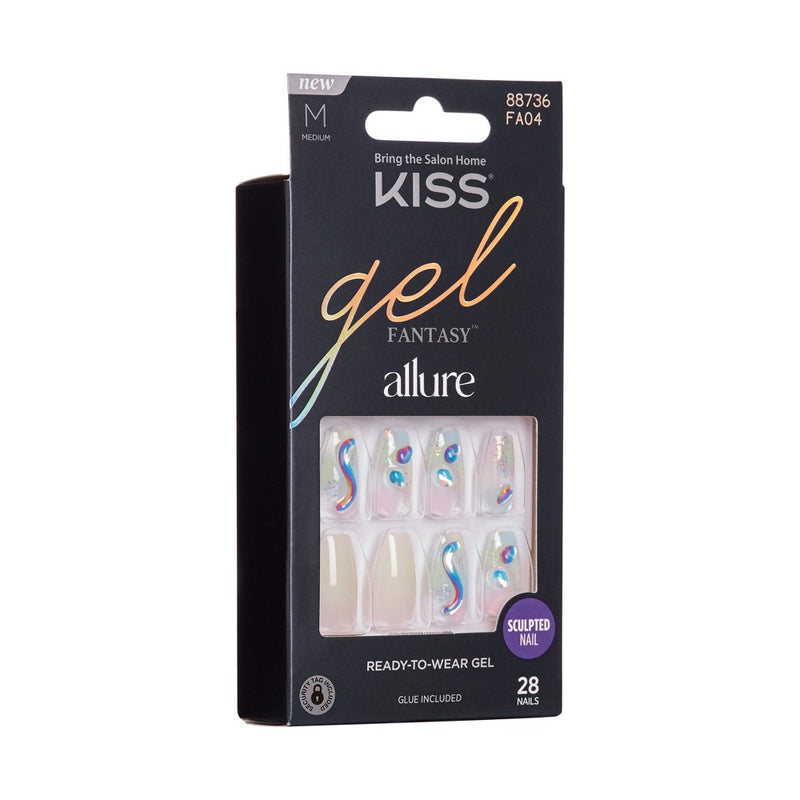 KISS Products Gel Fantasy Allure Fake Nails - Band of Color - 31ct