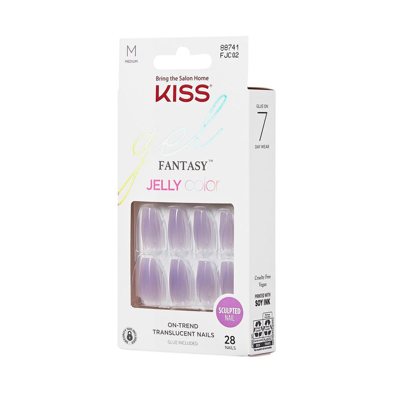 KISS Products Gel Fantasy Jelly Color Sculpted Long Square Translucent Fake Nails - Quince Jelly - 31ct