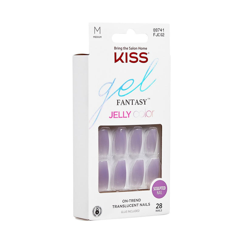 KISS Products Gel Fantasy Jelly Color Sculpted Long Square Translucent Fake Nails - Quince Jelly - 31ct