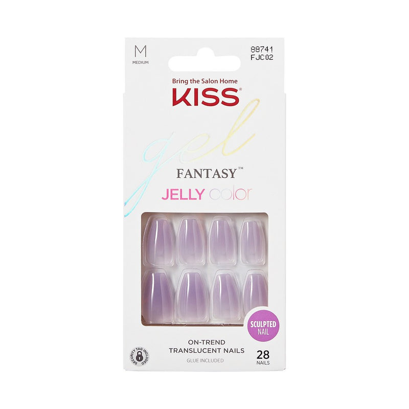 KISS Products Gel Fantasy Jelly Color Sculpted Long Square Translucent Fake Nails - Quince Jelly - 31ct
