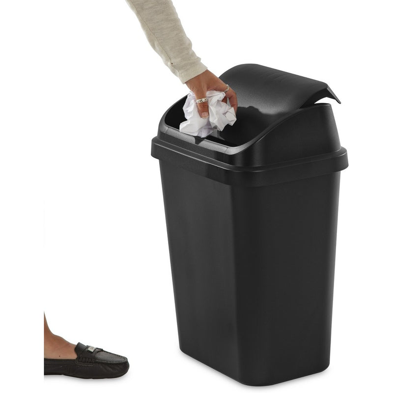 7.8gal Swing Top Waste Can Black - Brightroom