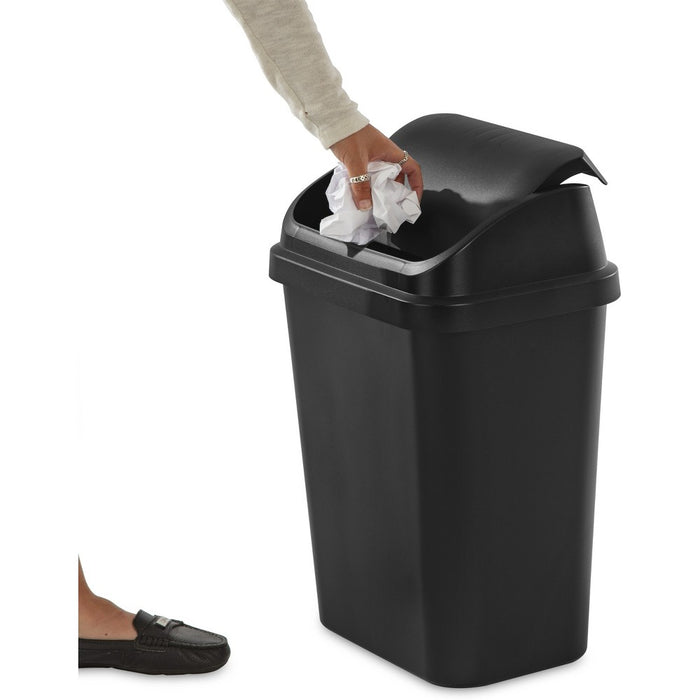 7.8gal Swing Top Waste Can Black - Brightroom