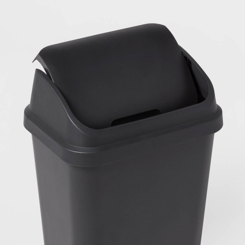 7.8gal Swing Top Waste Can Black - Brightroom