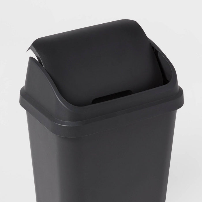 7.8gal Swing Top Waste Can Black - Brightroom