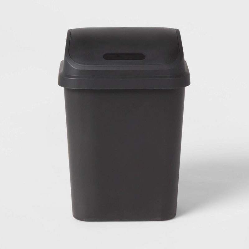 7.8gal Swing Top Waste Can Black - Brightroom