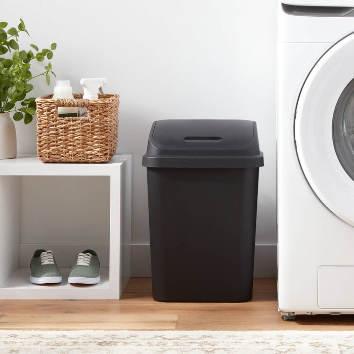 7.8gal Swing Top Waste Can Black - Brightroom