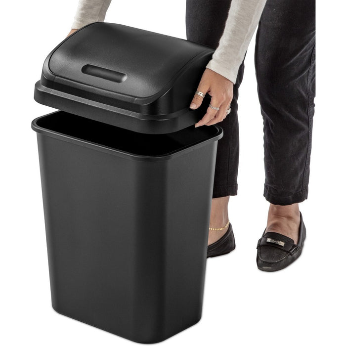 7.8gal Swing Top Waste Can Black - Brightroom