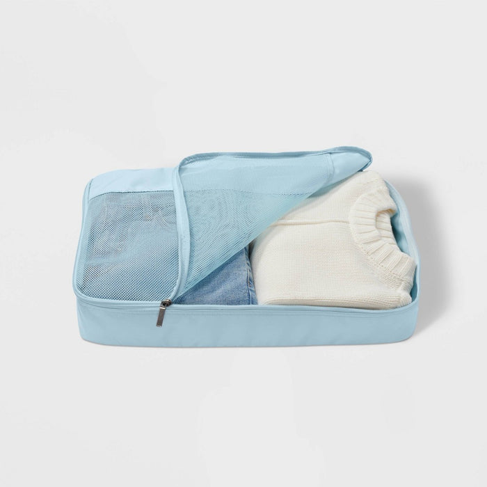Medium Packing Cube & Clear Pouch Set Muddy Aqua - Open Story
