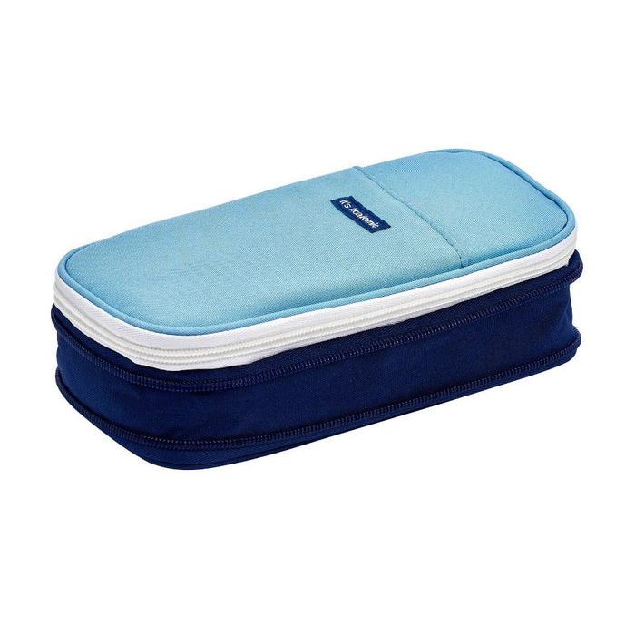 Expandable Pencil Pouch with Solid Exterior and Printed Interior Blue - Lockermate