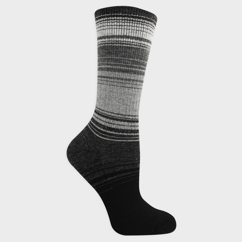 Alaska Knits Women's Landscape Striped 1/2 Cushion Wool Blend Crew Socks - Black 4-10
