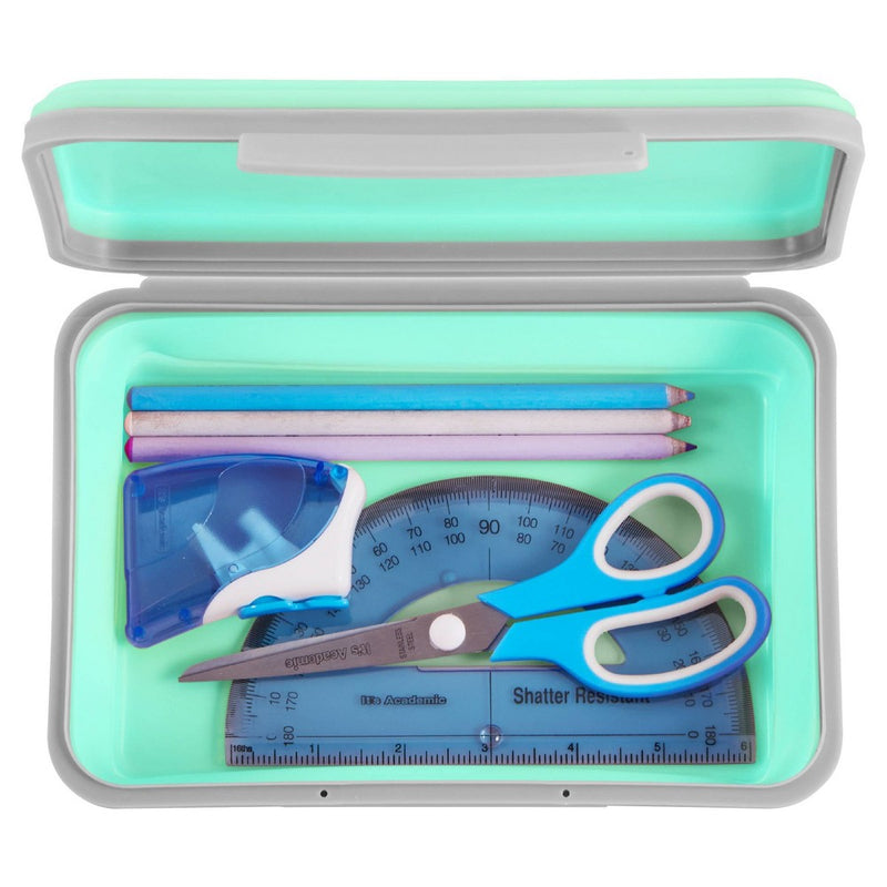 Expandable Flexi Storage Pencil Box Turquoise/Gray - It's Academic