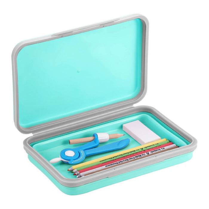 Expandable Flexi Storage Pencil Box Turquoise/Gray - It's Academic