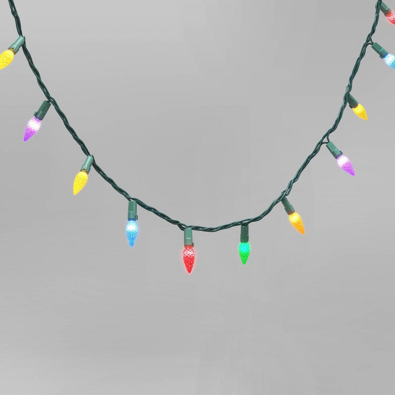 60ct LED C6 Faceted Twinkling Christmas String Lights Multicolor with Green Wire - Wondershop