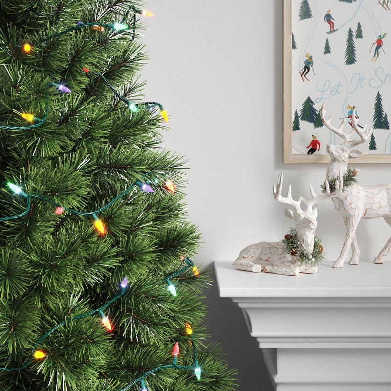 60ct LED C6 Faceted Twinkling Christmas String Lights Multicolor with Green Wire - Wondershop