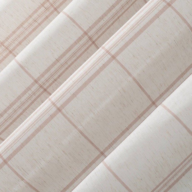 84"x54" Castille Farmhouse Plaid Beige Semi-Sheer Rod Pocket Curtain Panel Pink/Beige - No. 918