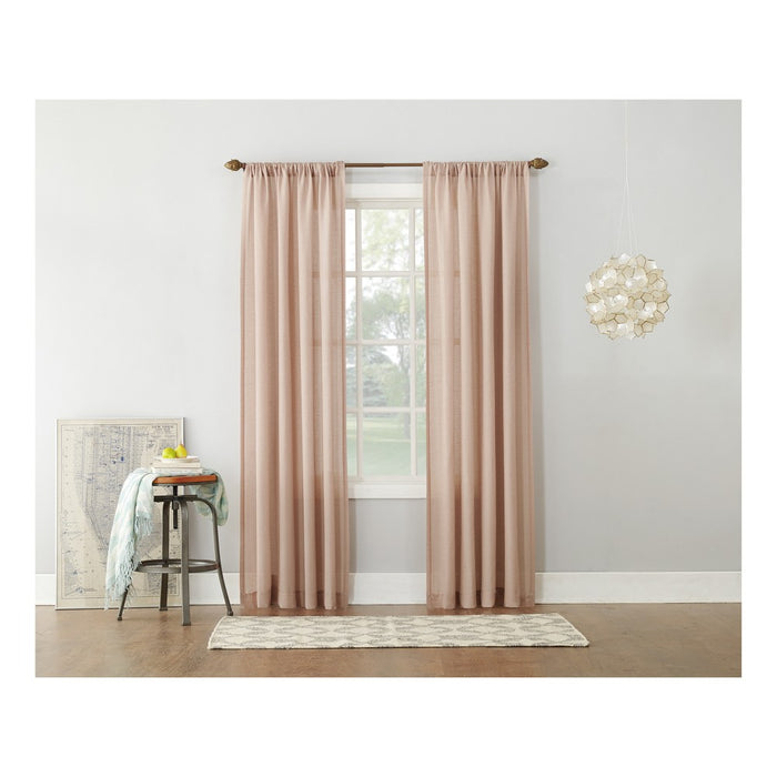 84"x54" Linen Blend Textured Sheer Rod Pocket Window Curtain Panels Blush - No. 918