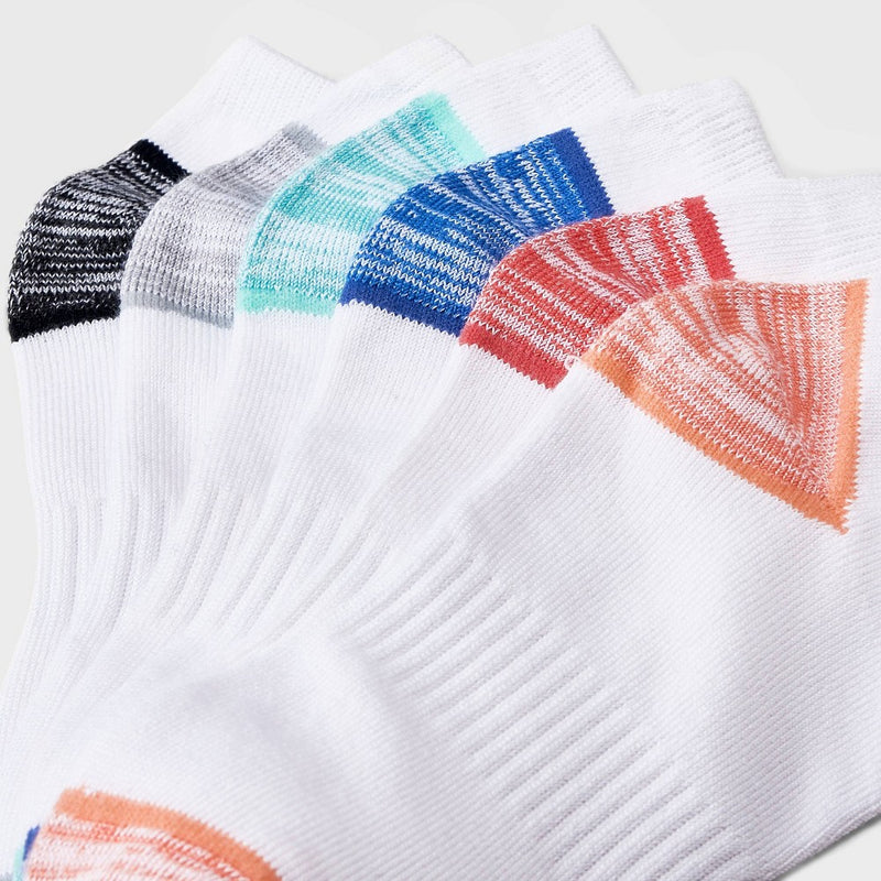 Girls' 6pk Super Soft No Show Ankle Socks - art class White S
